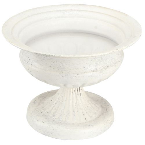 Floristik24 Deko Pokal Schale Antik Metallpokal Weiß Ø20cm H15cm