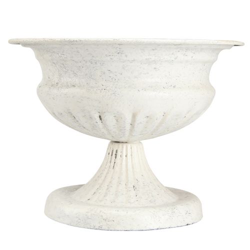 Floristik24 Deko Pokal Schale Antik Metallpokal Weiß Ø20cm H15cm