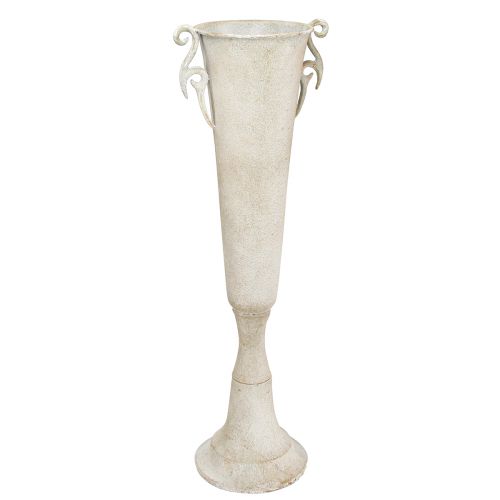 Deko-Pokal-Vase Vintage Metall Antik-Stil mit Griffen, Grau, Ø15cm H59cm, für Trockenblumen & Innendekoration