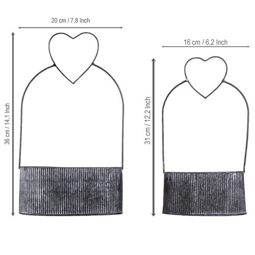 Artikel Deko Schale oval Metall mit Herz Schwarz 20/16cm 2er-Set