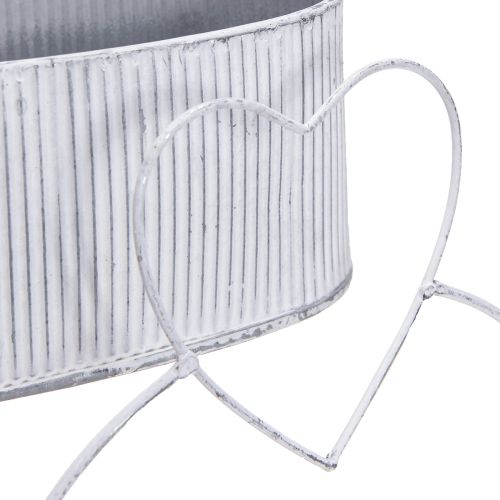 Artikel Deko Schale oval Metall mit Herz Weiß 20/16cm 2er-Set