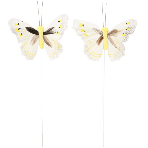 Artikel Deko-Schmetterling am Draht Gelb 8cm 12St