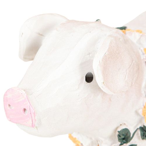Artikel Deko-Schwein mit Gummistiefeln – Lustige Bauernhof-Figur mit Blumenkranz 15,5cm 2 St