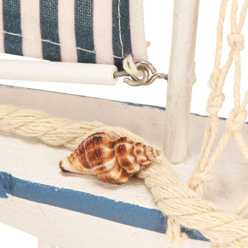 Artikel Deko Segelboot Holz Muscheln Weiß Blau L26,5cm H37cm