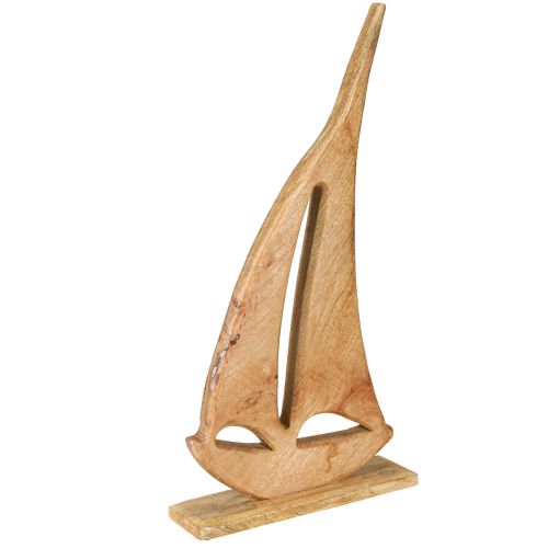 Floristik24 Deko Segelboot Holz auf Sockel Natur Maritim H57,5cm