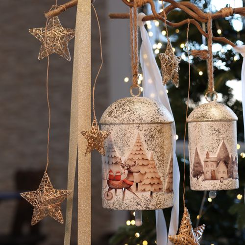Deko-Sterne aus Rattan 11 cm Natur 6er-Set für Weihnachtsdekoration | Floristik24.ch
