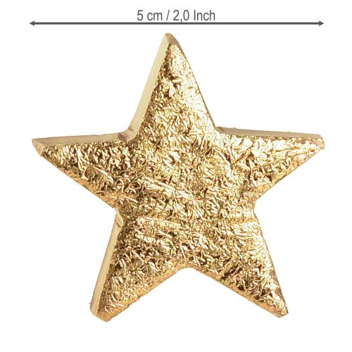 Floristik24 Deko Sterne Holzsterne Gold Natur Mangoholz Ø5cm 12 St