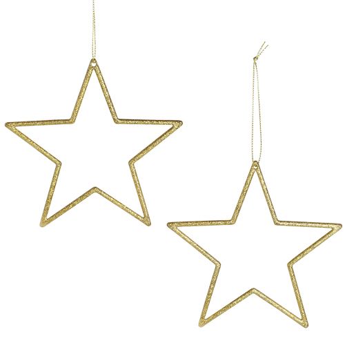 Deko Sterne zum Hängen Baumschmuck Gold Ø12cm 12 St – Glänzende Weihnachtsdeko