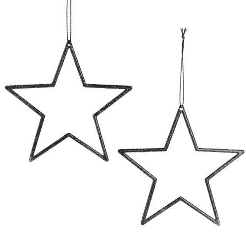 Deko Sterne Schwarz zum Hängen Weihnachtsbaumschmuck Ø12cm Set 12 Stück