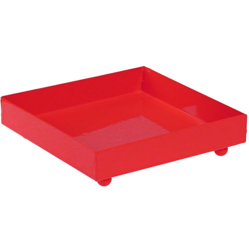 Floristik24 Deko Tablett quadratisch Rot Metalltablett 15×15cm 2St