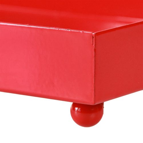 Artikel Deko Tablett rechteckig Rot Metalltablett mit Füßen 30×15cm
