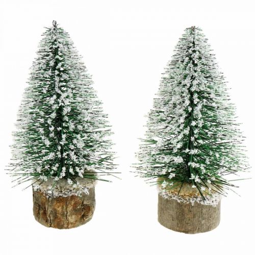 Floristik24 Weihnachtliche Dekoration, Deko-Tannenbaum, Mini-Tanne Grün beschneit H15cm Ø9,5cm 6St