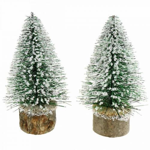 Floristik24 Weihnachtliche Dekoration, Deko-Tannenbaum, Mini-Tanne Grün beschneit H15cm Ø9,5cm 6 St
