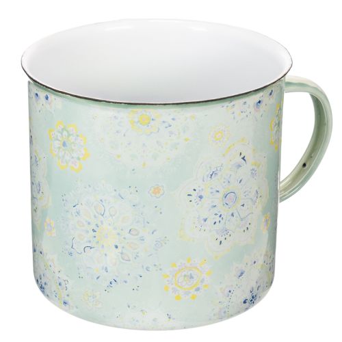 Deko Pflanztopf aus emailliertem Metall Ø13 cm H12 cm mit Mandala-Motiv online kaufen | Floristik24.ch
