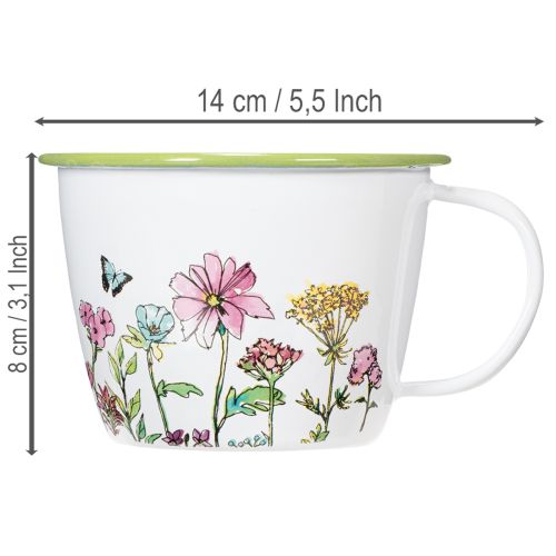 Deko Tasse Pflanztopf emailliert Ø11cm H8cm | Floristik24.ch