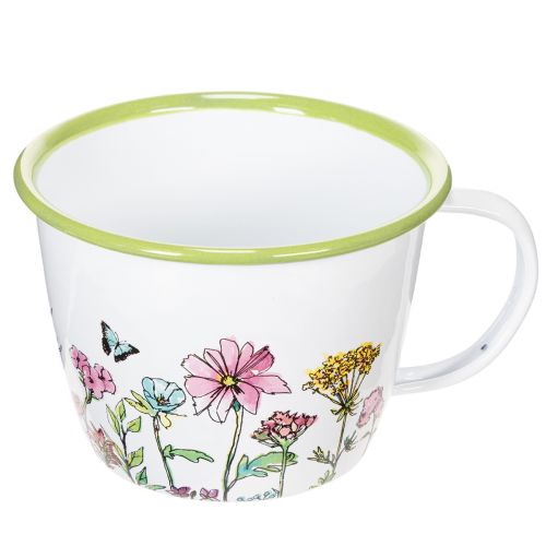 Deko Tasse Pflanztopf emailliert Ø11cm H8cm | Floristik24.ch