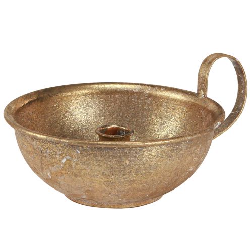 Floristik24 Deko Tasse mit Kerzenhalter Gold Stabkerzenhalter Antik Ø17cm