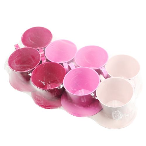 Floristik24 Deko-Tasse mit Fuß Rosa sort. Ø11,5cm H10cm 8St