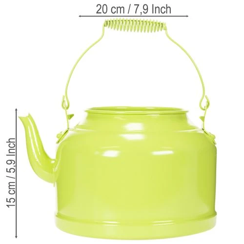 Deko-Teekanne Metall Übertopf Ø20cm H15cm Apfelgrün für Innen- und Aussendekoration | Floristik24.ch