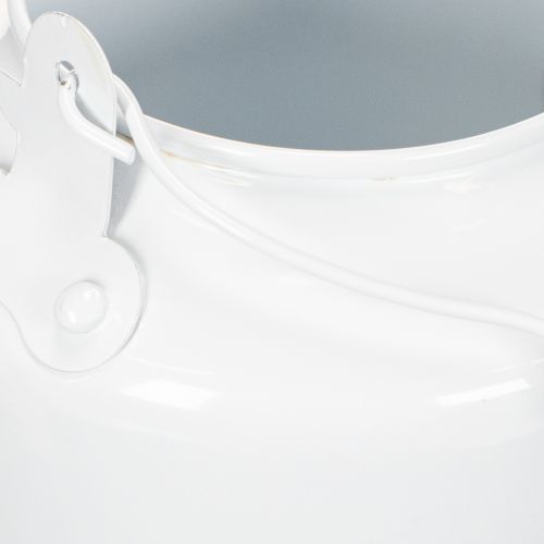 Deko-Teekanne aus Metall Weiss Ø12cm H10cm mit Henkel H16cm als Übertopf und Blumendeko | Floristik24.ch
