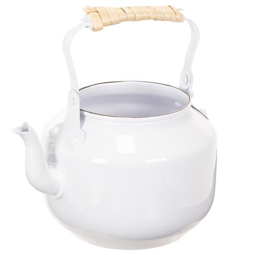 Deko-Teekessel Übertopf Metall 8,6cm x 16cm Weiss Shabby Chic Vintage Blumenvase online kaufen | Floristik24.ch