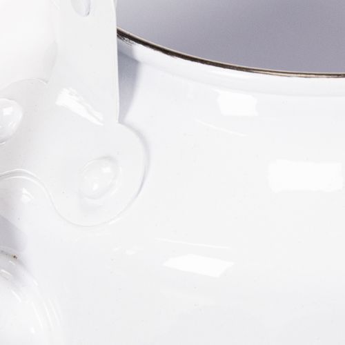 Deko-Teekessel Übertopf Metall 8,6cm x 16cm Weiss Shabby Chic Vintage Blumenvase | Floristik24.ch