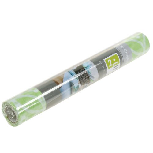 Floristik24 Deko Tischband mit Blumen Hellgrün 30cm x 300cm