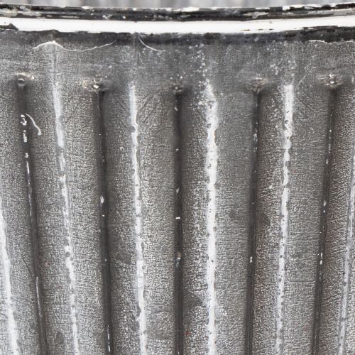 Deko-Metalltopf mit Henkeln Ø21,5cm, Shabby Chic, silbern-weiss, für Bepflanzung | Floristik24.ch