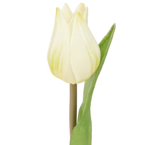 Artikel Deko Tulpen künstlich Kunstblumen Weiße Creme 20cm 6 St