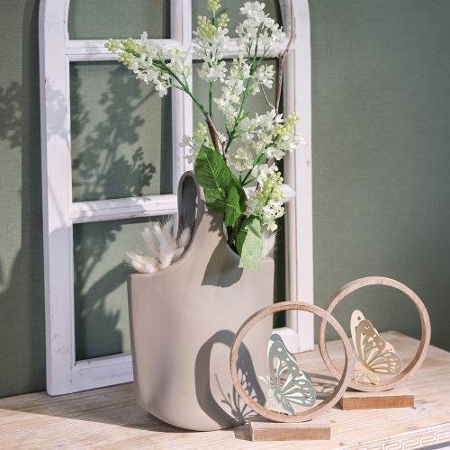 Artikel Deko Vase Keramik Tasche Shopper Grau 19×4,5×33cm