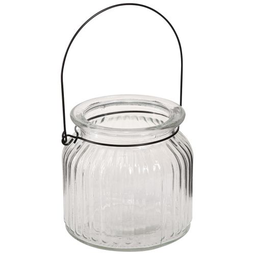 Deko Vase Retro Glas Windlicht Henkel Ø10cm H10cm 2St