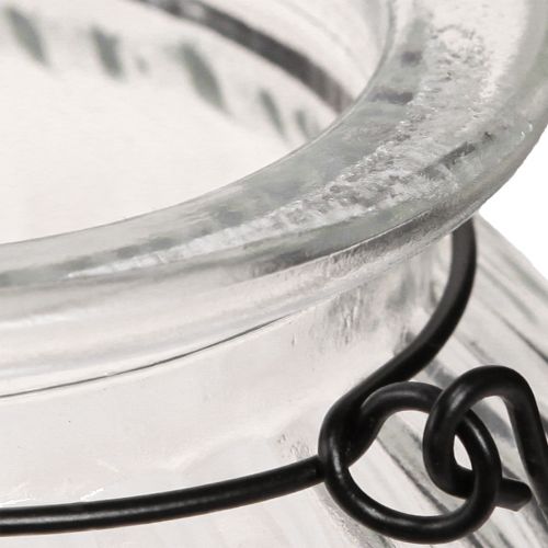 Floristik24 Deko Vase Retro Glas Windlicht Henkel Ø10cm H10cm 2St