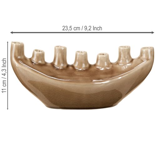 Artikel Deko Vase Schiffchen Keramikvase Braun 23×8,5cm H11cm