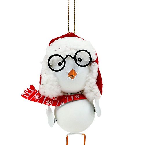 Floristik24 Deko Vogel mit Mütze Rot-Weiß 10,5cm