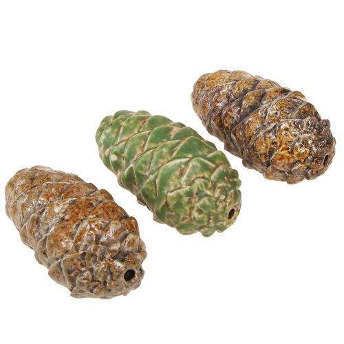 Deko Zapfen Keramik Sortiert Grün Gelb Braun 8,5cm 6 St | Floristik24.ch
