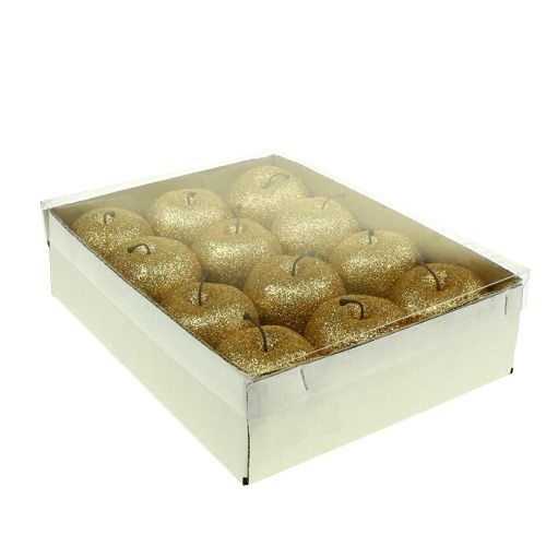 Floristik24 Deko Äpfel gold mit Glimmer Ø6cm 12St