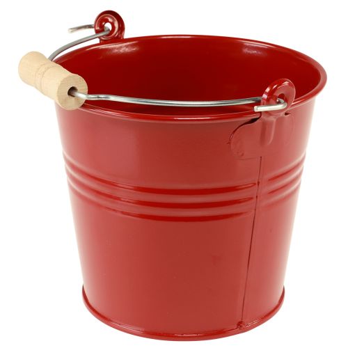 Floristik24 Deko Eimer Metall Übertopf Rot Ø16cm H14,5cm 1,6L