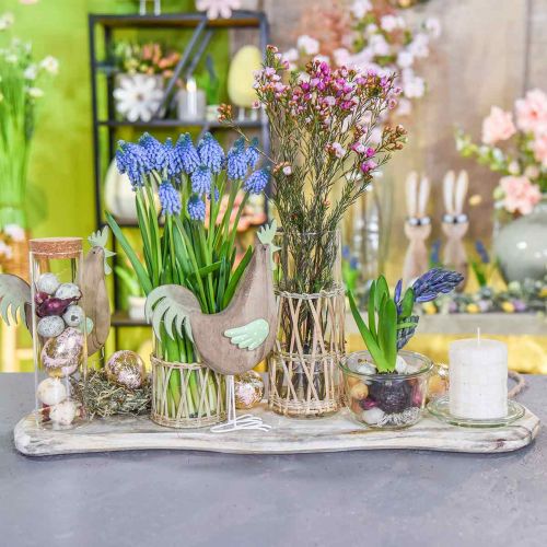 Deko Figur Hahn Holz, Metall Grün Tischdeko Ostern H23cm | Floristik24.ch