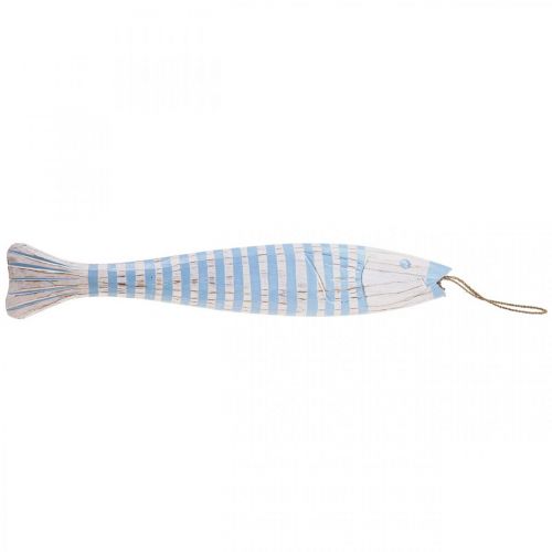 Floristik24 Deko Fisch Holz Holzfisch zum Aufhängen Hellblau H57,5cm