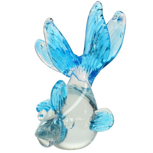 Floristik24 Deko-Fisch aus Glas klar, Blau 15cm