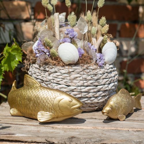 Floristik24 Deko Fisch zum Hinstellen, Fischskulptur Polyresin Golden Groß L25cm