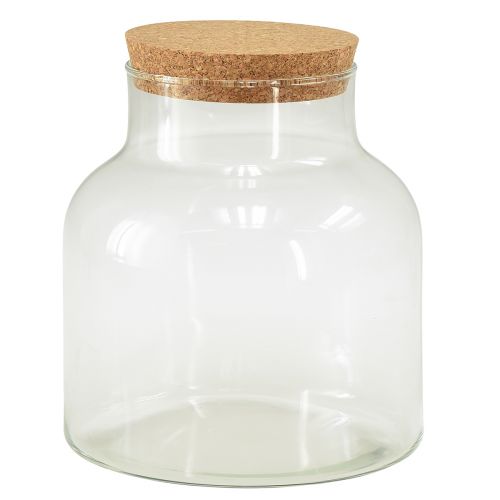 Floristik24 Deko Glas Vase mit Korken Klar Korkenglas Ø18cm H20,5cm