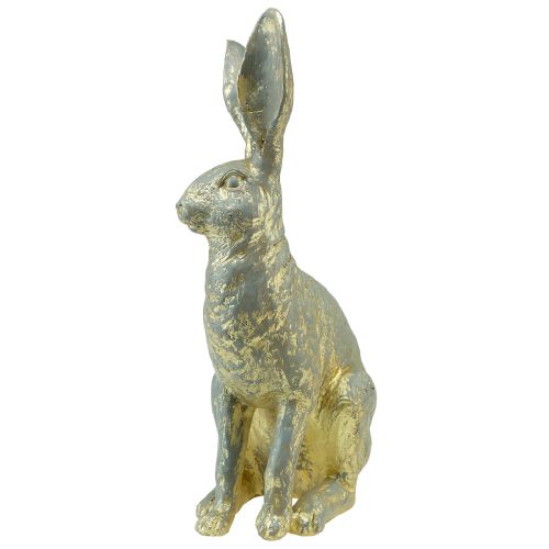Floristik24 Deko Hase Sitzend Grau Gold Vintage Ostern 20,5x11x37cm