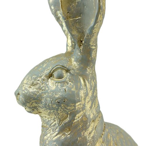 Floristik24 Deko Hase Sitzend Grau Gold Vintage Ostern 20,5x11x37cm