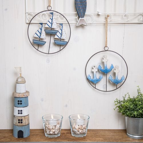 Artikel Deko Metallring zum Aufhängen Segelboote / Anker Ø18cm 2 St