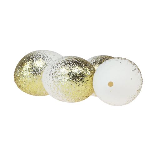 Floristik24 Deko Ostereier echtes Hühnerei Weiß mit Gold-Glitter H5,5–6cm 10 St