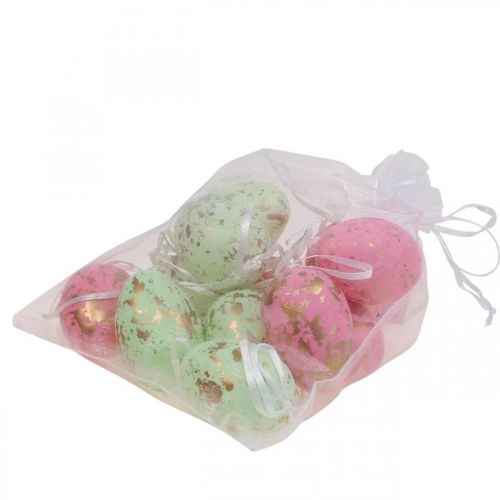 Floristik24 Deko Ostereier zum Aufhängen Rosa/Grün/Gold Osterdeko 12St