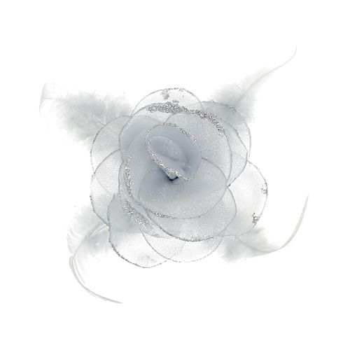 Deko-Rose am Clip Ø10cm Silber 2St