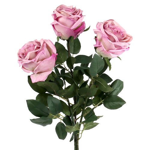 Floristik24 Deko-Rose gefüllt altrosa Ø10cm L65cm 3St