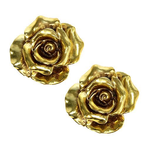 Floristik24 Deko Rosen Gold Ø8cm 6St